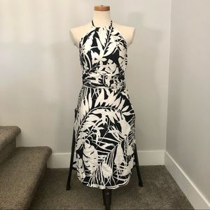Ann Taylor halter dress navy & white floral print